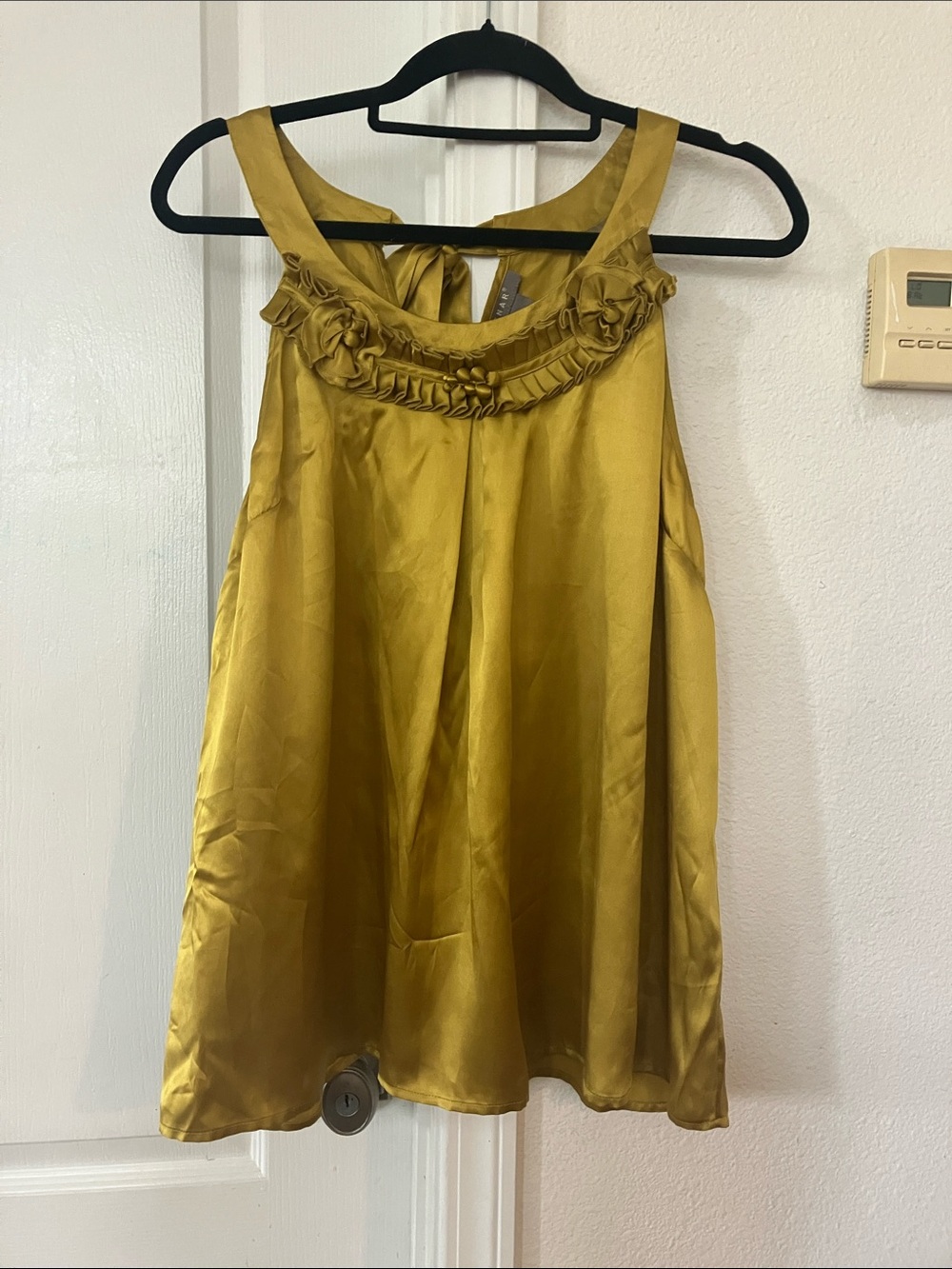 VTG Kenar 100% Silk Satin Halter Camisole with Floral Chain Trim Size XL